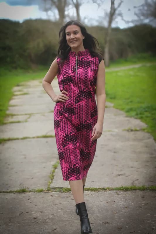 Pink animal print sheath dress