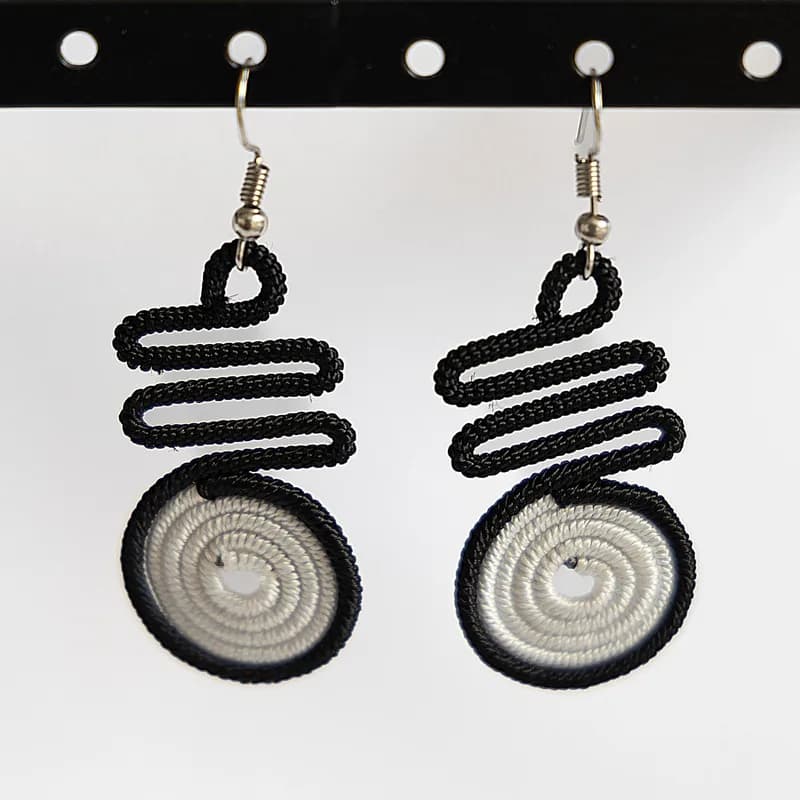 Two-Tone Zigzag Spiral Earrings